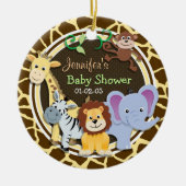 Oerwoud Dieren op Bruine Giraffe Dierenprint Keramisch Ornament (Voorkant)
