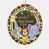 Oerwoud Dieren op Bruine Giraffe Dierenprint Keramisch Ornament (Links)