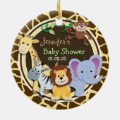 Oerwoud Dieren op Bruine Giraffe Dierenprint Keramisch Ornament (Achterkant)