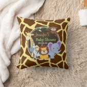 Oerwoud Dieren op Bruine Giraffe Dierenprint Kussen (Deken)