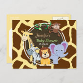 Oerwoud Dieren op Bruine Giraffe Dierenprint Uitnodiging Briefkaart (Voorkant / Achterkant)