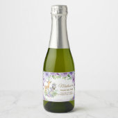 Oerwoud Dieren Paars Floral Baby shower Favor Sparkling Wijnetiket (Voorkant)