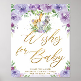 Oerwoud Dieren Paarse Floral Vernissen voor Baby Poster