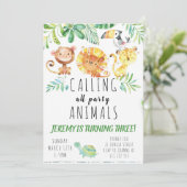 Oerwoud dieren partijuitnodiging kaart (Staand voorkant)