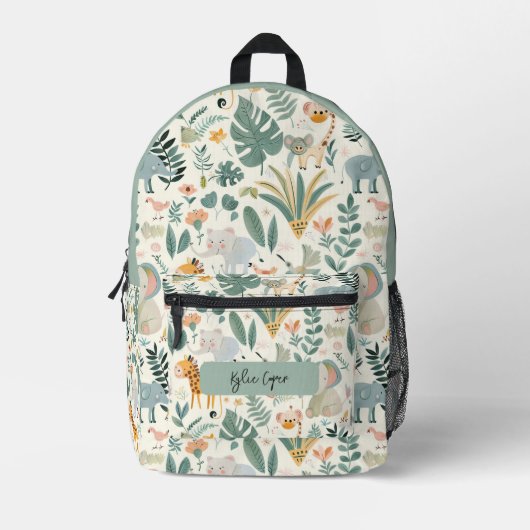 Oerwoud Dieren Pastels Terug naar School Custom Ki Bedrukte Rugzak (Voorkant)