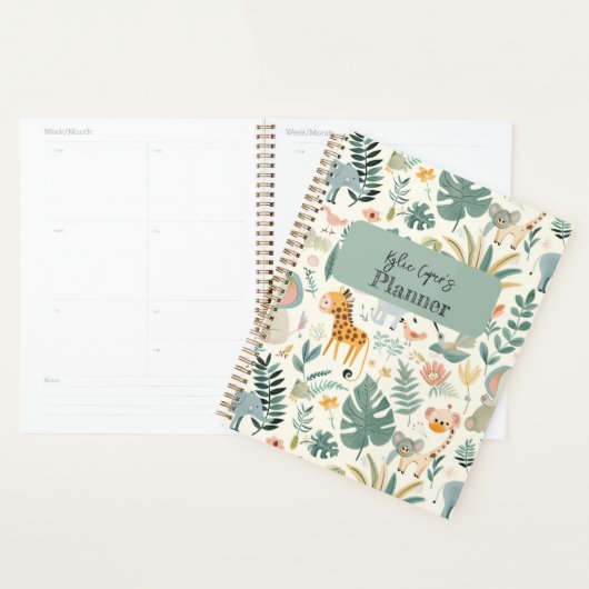 Oerwoud Dieren Pastels Terug naar School Custom Ki Planner (Display)