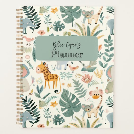 Oerwoud Dieren Pastels Terug naar School Custom Ki Planner (Voorkant)
