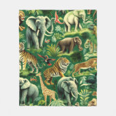  Oerwoud Dieren Patroon Fleece Deken (Voorkant)