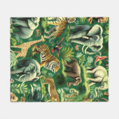  Oerwoud Dieren Patroon Fleece Deken (Voorkant (Horizontaal))