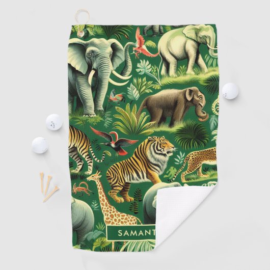  Oerwoud Dieren Patroon Golfhanddoek (Insitu)