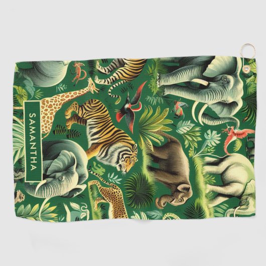  Oerwoud Dieren Patroon Golfhanddoek (Horizontaal)