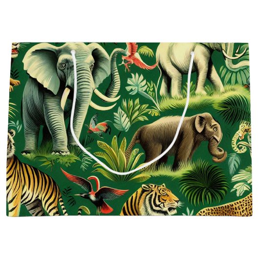  Oerwoud Dieren Patroon Groot Cadeauzakje (Voorkant)