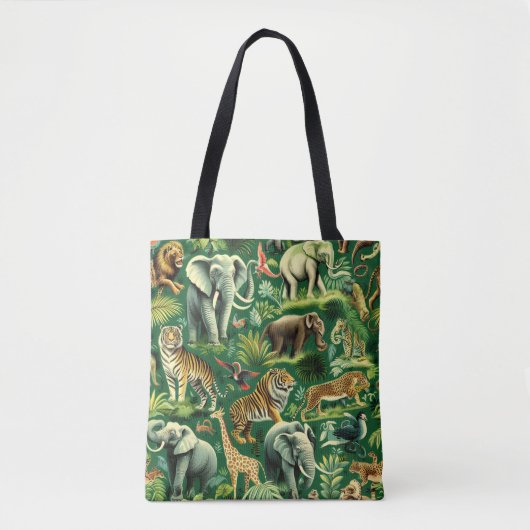  Oerwoud Dieren Patroon Tote Bag (Voorkant)