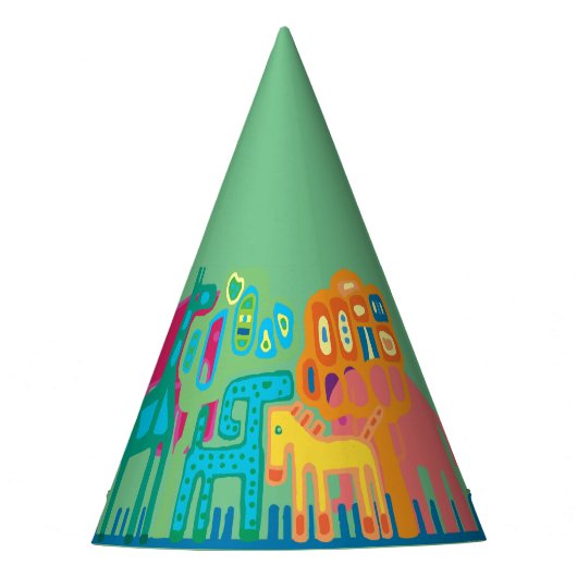 Oerwoud dieren pet verjaardagsfeestje  feesthoedjes (Voorkant)