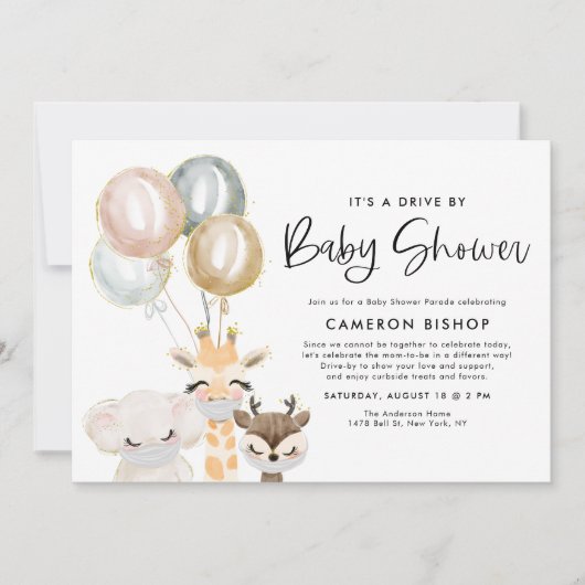 Oerwoud dieren Quarantine Drive by Baby shower Kaart (Voorkant)