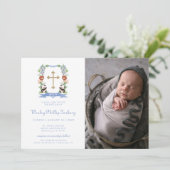 Oerwoud Dieren Rest Foto Baptisme Uitnodiging (Staand voorkant)