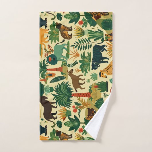 Oerwoud Dieren Retro Aangepast Patroon Bad Handdoek (Handdoek)