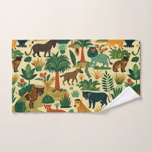 Oerwoud Dieren Retro Aangepast Patroon Bad Handdoek (Handdoek)