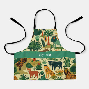 Oerwoud Dieren Retro Aangepast Patroon Schort