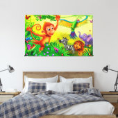 Oerwoud dieren reusachtig kind in slaapkamer canvas afdruk (Insitu (Slaapkamer))