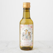  Oerwoud Dieren Roze Blush Bloemen Favors Wijn Etiket (Voorkant)