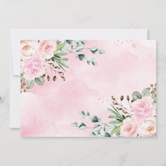 Oerwoud Dieren Roze Blush Floral Baby Girl Shower Kaart (Achterkant)