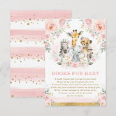 Oerwoud Dieren Roze Blush Floral Books voor Baby Informatiekaartje (Voorkant / Achterkant)
