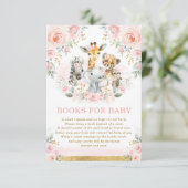 Oerwoud Dieren Roze Blush Floral Books voor Baby Informatiekaartje (Staand voorkant)