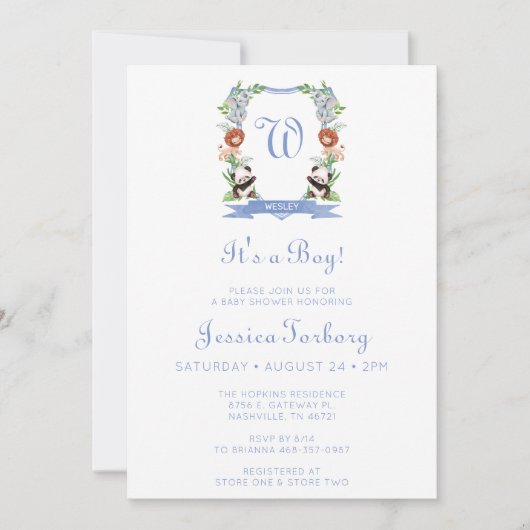 Oerwoud dieren rust het is een jongen Baby shower Kaart (Voorkant)