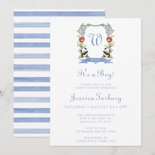 Oerwoud dieren rust het is een jongen Baby shower Kaart (Voorkant / Achterkant)