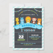 Oerwoud Dieren Safari 1e verjaardag Uitnodigingen (Voorkant)