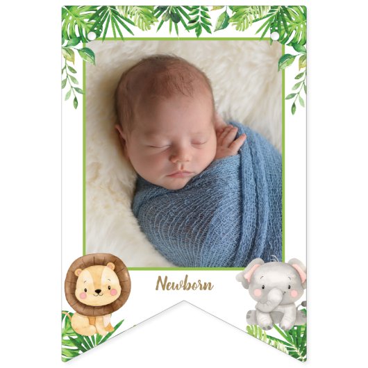 Oerwoud Dieren Safari 1ste verjaardag Foto Milesto Vlaggetjes (Tweede vlag)