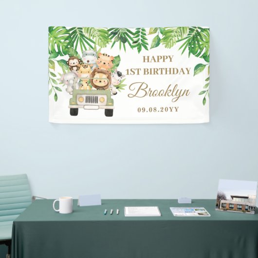 Oerwoud Dieren Safari Adventure Car Party Backdrop Spandoek (Beurs)