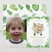 Oerwoud Dieren Safari Auto Groen Verjaardag Foto Kaart (Voorkant / Achterkant)