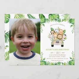 Oerwoud Dieren Safari Auto Groen Verjaardag Foto Kaart