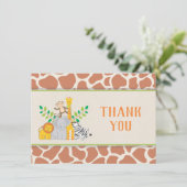Oerwoud Dieren Safari Baby shower Hartelijk dank Bedankkaart (Staand voorkant)
