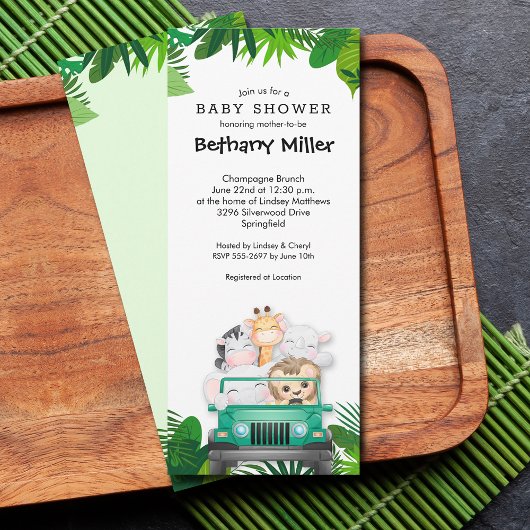 Oerwoud Dieren Safari Baby shower Kaart