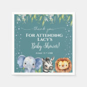 Oerwoud Dieren Safari Baby shower Servet (Voorkant)