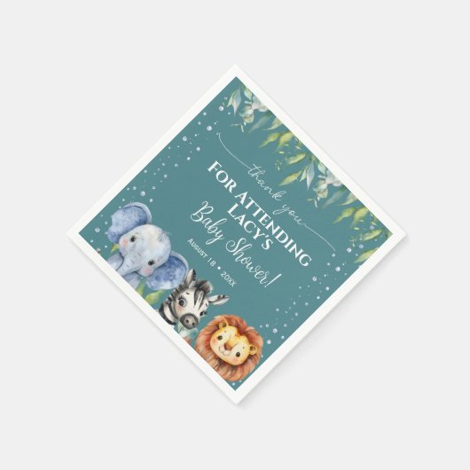 Oerwoud Dieren Safari Baby shower Servet (Hoek)