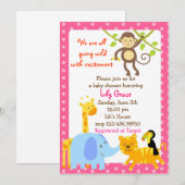Oerwoud Dieren Safari Baby Shower-uitnodigingen Kaart (Voorkant / Achterkant)