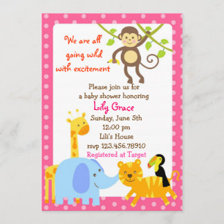 Oerwoud Dieren Safari Baby Shower-uitnodigingen Kaart
