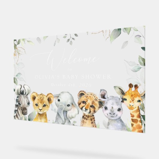 Oerwoud dieren, safari, Baby shower welkom Acryl Bord (Hoek)