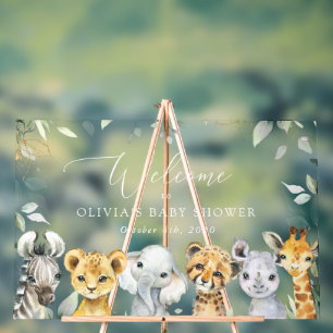 Oerwoud dieren, safari, Baby shower welkom Acryl Bord