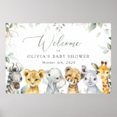 Oerwoud dieren, safari, Baby shower welkom Poster (Voorkant)
