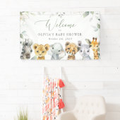 Oerwoud dieren, safari, Baby shower welkom Spandoek (Insitu)