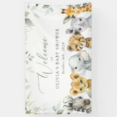 Oerwoud dieren, safari, Baby shower welkom Spandoek (Verticaal)