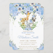 Oerwoud Dieren Safari Blue Floral Baby shower