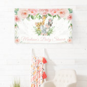 Oerwoud Dieren Safari Blush Pink Floral Backdrop B Spandoek (Insitu)