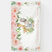 Oerwoud Dieren Safari Blush Pink Floral Backdrop B Spandoek (Verticaal)