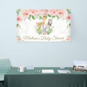 Oerwoud Dieren Safari Blush Pink Floral Backdrop Spandoek (Beurs)